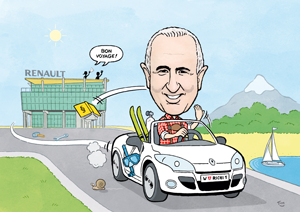 Karikatur Auto Renault Pensionierung Cabrio