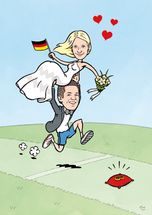 Karikatur Hochzeit Sport Laufen Deutschland Österreich